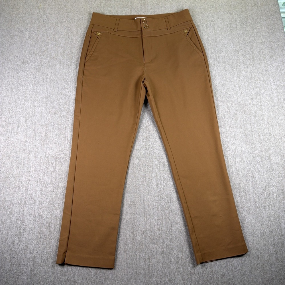Moda Ana Portugal Straight Leg Pants Women's Size 44 (US 12) Brown Taupe Stretch